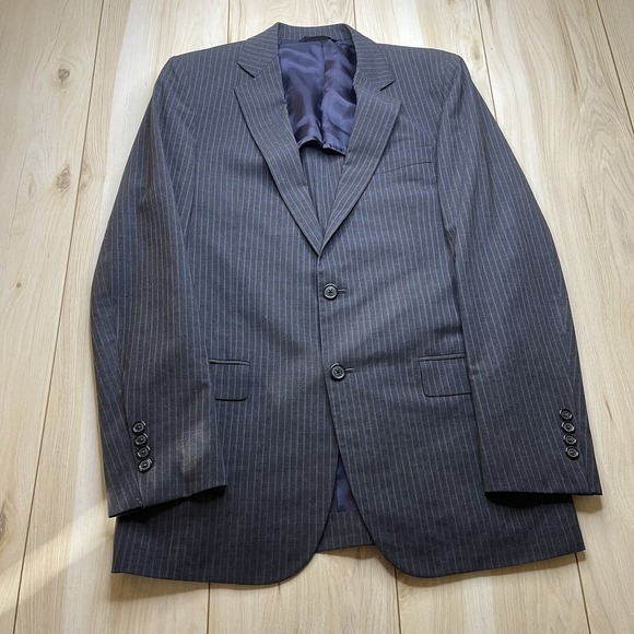 Brooks Brothers BrooksCool Fitzgerald Full Canvas Wool Blue Striped Blazer 39R